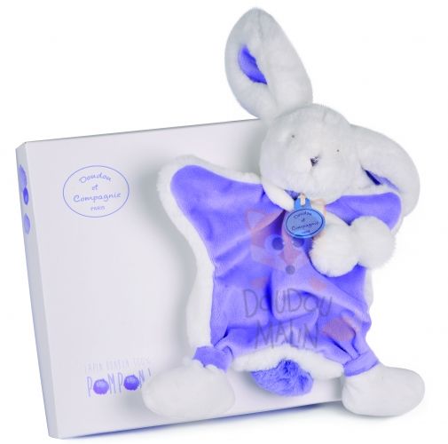  lapin pompon plat blanc violet lavande 